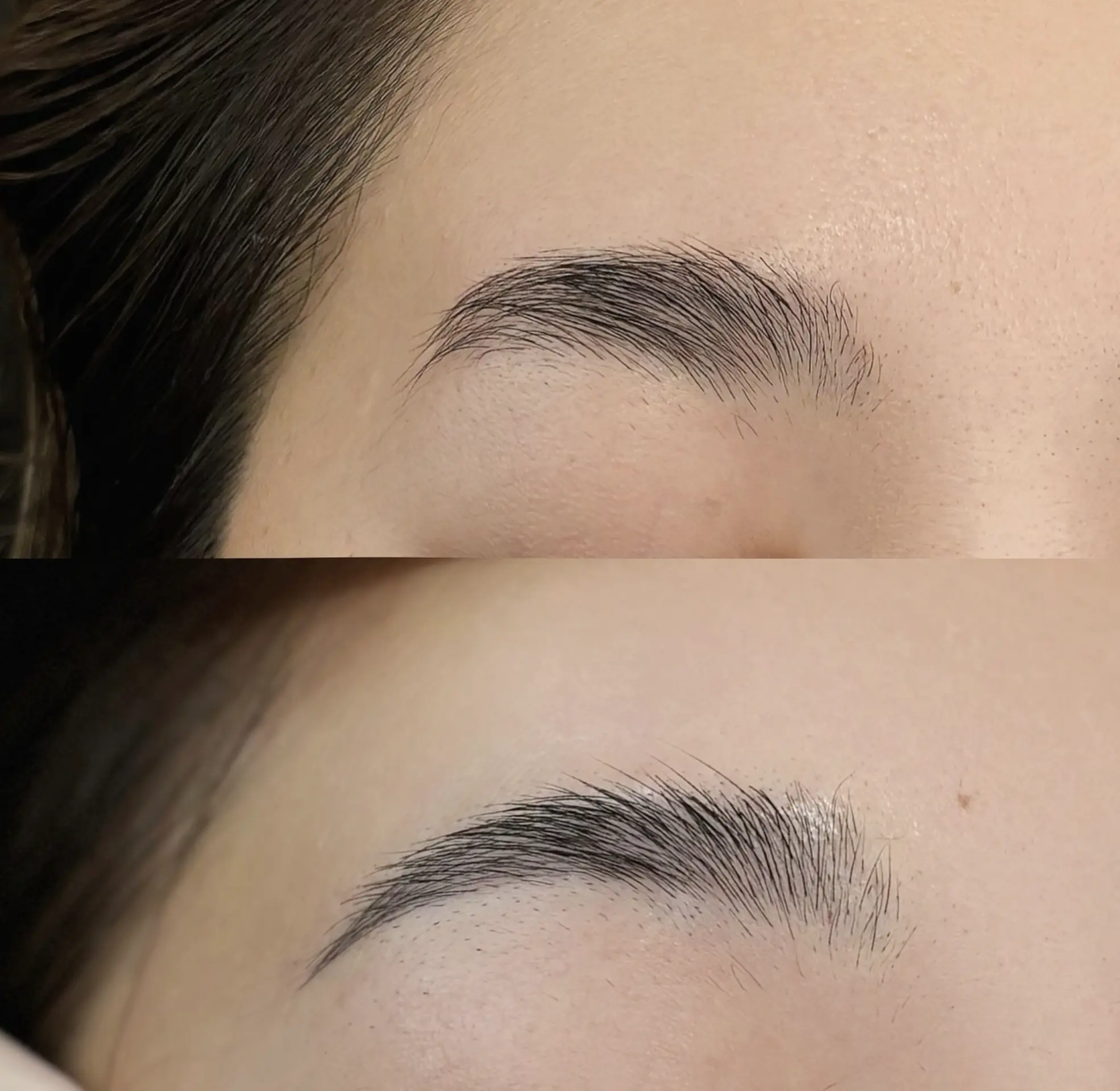 Patchy microblading strokes